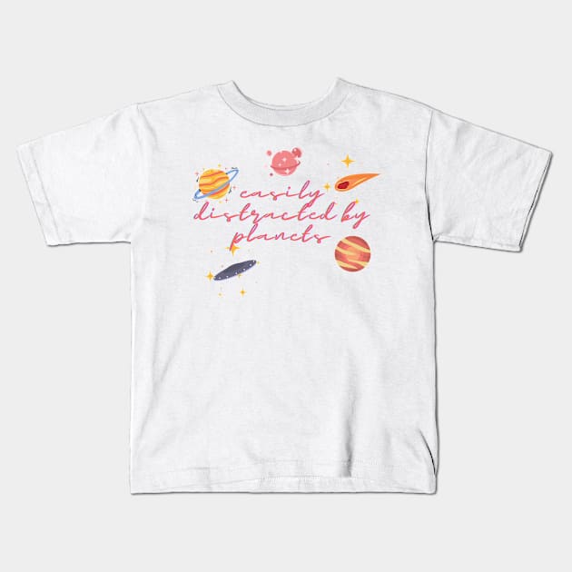 Easily Distracted By Pink Planets Kids T-Shirt by jeune98